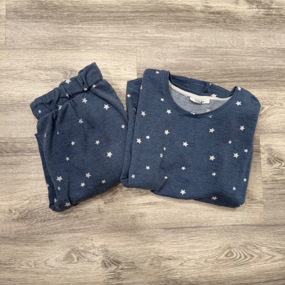 RoudeLain Star Print Pajama Set Loungewear Sleepwear Blue Small‎